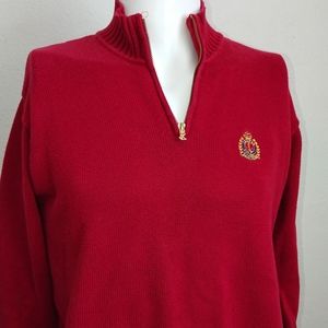 Ralph Lauren petite M sweater red cotton 1/4 zipp